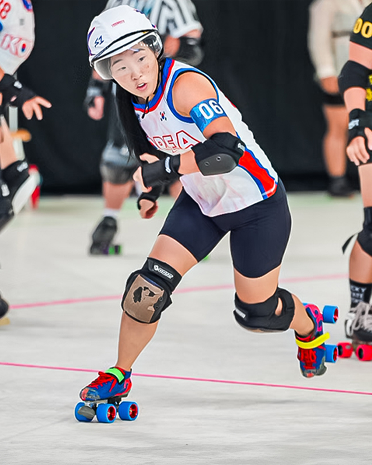 Shorty competing in roller derby