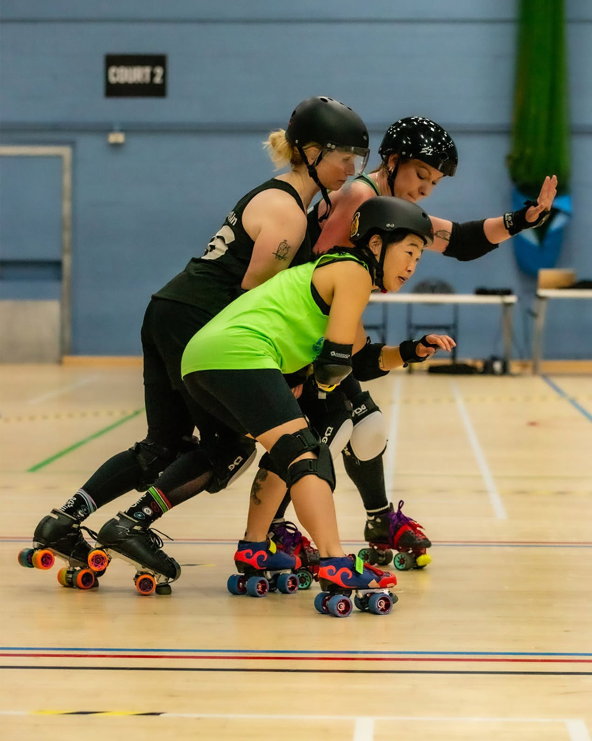 Shorty coaching a Roller Derby group or league